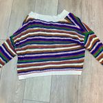 NWT knit striped crocheted‎ Colorful fall cropped sweater cardigan size medium Photo 1