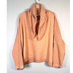 Free People  Huntington Oversized Cowl Neck Pullover Sweatshirt Orange Peach Sz S Photo 2