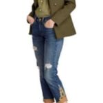 POLO Ralph Lauren Jeans THE WAVERLY STRAIGHT CROP Embellished Military Style 28 Photo 1