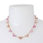 Betsey Johnson XOXO STONE HEART COLLAR PINK AND RED NECKLACE NWT Photo 4