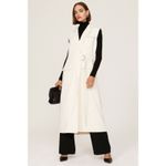 MARINA MOSCONE White Twill Collared Neck Sleeveless Long Wrap Vest size Small Photo 1