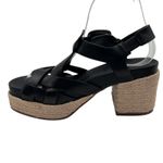 Aerosoles Espadrille Sandals Womens 5 Black Leather Platform Wedge Chunky Photo 2