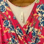 Gilli Maternity Bright Pink Floral Faux Wrap w/Tie Stretchy Maxi Dress‎ Sz Small Photo 3