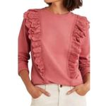 Boden Embroidered Ruffle Crewneck Sweatshirt | 10 Pink Photo 0
