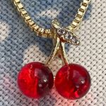 🍒 Absolutely adorable cherry necklace gold red gift new girlfriend wife friend Photo 1