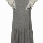 Rebecca Taylor White Eyelet Flutter Sleeve Tiered Mini Tee Dress Grey Casual XS Photo 2
