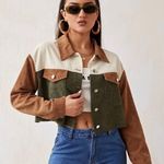 SheIn Green, Tan, And Brown Corduroy Jacket Photo 0