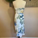 Lulus NWOT Season of Bliss White Floral Print Satin Strapless Midi Dress Photo 4