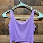 Floral Lavender Ribbed Crop Top Photo 2