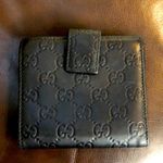 Gucci Black Lambskin GG Guccismo Bifold Wallet With Billfold Coin Section Photo 2