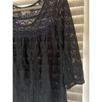 American Eagle  Outfitters Black Lace Scoop Neck 3/4 Sleeve Top S/P Photo 3