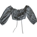 Revolve Lovers + Friends x Women’s Addison Off Shoulder Gingham Black Crop Top Photo 2