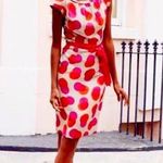 Boden putney spot dress pink orange gray taupe silk midi dot print retro size 4 Photo 0