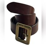 Gap Vintage 1990s Brown Leather Brass Buckle Belt Women size 35” Photo 2