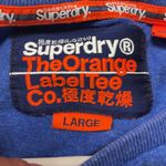 Superdry  The Orange Label Tee Blue Shirt Embroider Logo on Chest Size Large EUC Photo 4