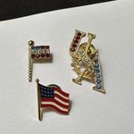 Lot Of 3 American Patriotic Brooch / Lapel Tack Pins Flag USA 2 Are Rhinestone Photo 0