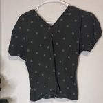 Madewell Dark Green Floral fitted Blouse with puff sleeve Photo 4