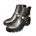Karl Lagerfeld  Paris Pixie Embellished Moto‎ Booties Black Leather Womens 6.5 Photo 0