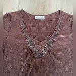 Carol Rose Brown Crinkle Long Sleeve Top Photo 2
