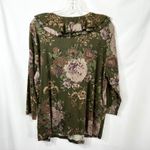 Ralph Lauren Lauren Plus Sz 2X Top Green Floral Ruffle Neck Knit Boho Fairy 922 Photo 1