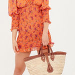 For Love & Lemons NEW FOR‎ LOVE AND LEMONS Peony Mini Scrunched Frill Quarter Sleeve Stretch Dress Photo 0