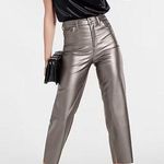 EXPRESS Womens Modern Straight 2 Brown Faux High Waisted Leather Pants Photo 0