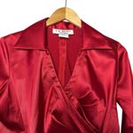 VTG Y2K J.R. Nites Red Satin Wrap Blazer Blouse Rhinestone Bow Evening Top 10P Photo 6