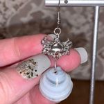 Handmade Dangle Earrings Genuine Handcrafted Seashell Crab Shades of Blue Gray Coastal Photo 8