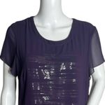 LOGO By Lori Goldstein Shirt Womens Medium Purple Silver Sequin Party Cocktails Photo 3
