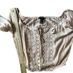 Forever 21 Women's S Blush Lace Detail Blouse Cropped Long Sleeve Boho Bohemian Photo 5