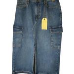 Vibrant MIU Size L Cargo Denim Midi Skirt Blue Y2K Country Coastal Cowgirl NWT Size L Photo 0