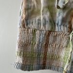 American Eagle  Plaid Pastel Earth Tones Smocked Bubble Crop Top Photo 4