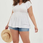 Torrid babydoll notched neck flutter sleeve flowy white 4x top Photo 0