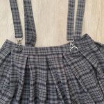 Hot Topic Grey and black plaid skirt with suspenders size small vintage Photo 3