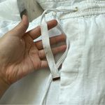 Mango  Linen Pants straight leg pull on womens White (medium) vacation resortwear Photo 9