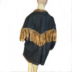 VINTAGE 1990'S CAROLE LITTLE SPORT DENIM JACKET W/TAN SUEDE FRINGE ACCENTS (14) Blue Photo 7