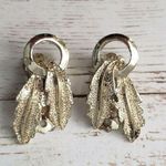 Vintage Clip On Earrings Leaf Duo Gold Tone 1.25" Photo 0
