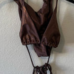 TAN + Lines by Sivan Ayla Chocolate Brown Shimmery Bikini Set M/L Summer Vacay Size M Photo 0