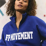 Free People Movement NWT 
For The Win Logo Half Zip Top - Athlete Blue Combo Photo 1