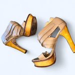 L.A.M.B. Gwen Stefani “Anika” Nude Leather Platform Heels – Size 10 Photo 5