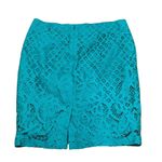 Loft Women's Teal Crochet Lace Pencil Skirt Size 6P Knee Length Photo 7