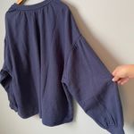 Aerie  Navy Blue V Neck Bishop Sleeve Sweatshirt Top Size Women's XL Photo 5