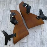 Morgan De Toi Platform Wedge Sandals Size 40/ US 10 Leather Nail Head Black Photo 4