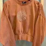 Nike Oversized embroidered cropped size small crew neck sweatshirt coral orange Photo 0