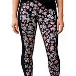 Splendid Black Pink Watercolor Floral High Waist Active Leggings Photo 0
