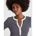 Madewell  Striped Elbow-Sleeve Henley Tee Knit Top Midnight Navy Size XL Photo 4