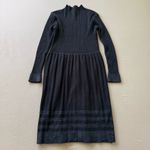 Rib Knit Pleated Sweater Midi Dress Gray Photo 1