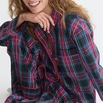 J.Crew New Long-sleeve cotton poplin pajama set in black Stewart tartan Photo 1