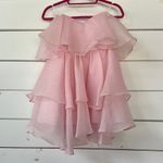 Khan Pink Strapless Tiered Organza Babydoll Mini Dress Medium Photo 1