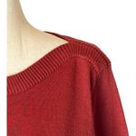 Adrienne Vittadini  Sweater Womens S Rust‎ Red Knit Boat Neck Ribbed Detail Photo 4